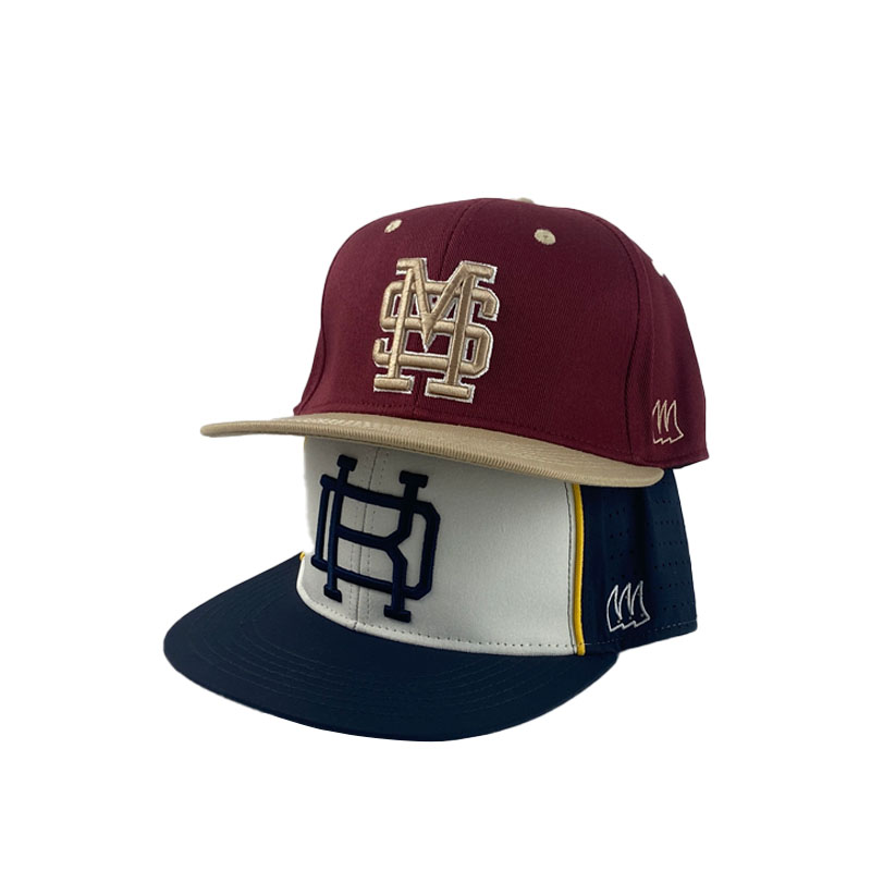 High Quality Fashion Embroidery Two Color Snapback Cap Custom Laser Cut Hole Flexible Fitted Hat Waterproof Breathable 6 Panel Hats