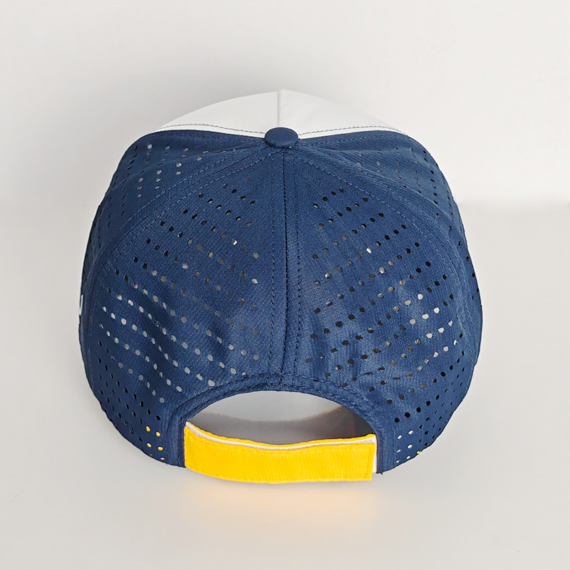 Custom Rubber Patch 5 Panel Waterproof Baseball Cap Laser Cut Hole Breathable Hat Leisure Sports Caps