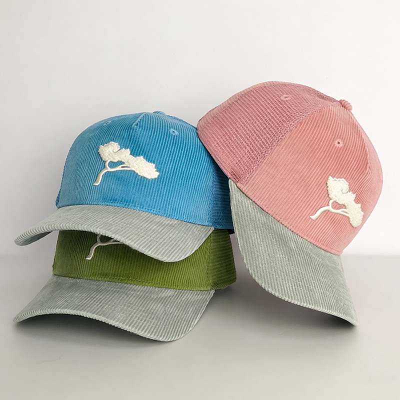 High Quality Contrast Color Corduroy Trucker Cap Custom Logo Embroidery Baseball Hat Unisex Fashion Breathable Hats