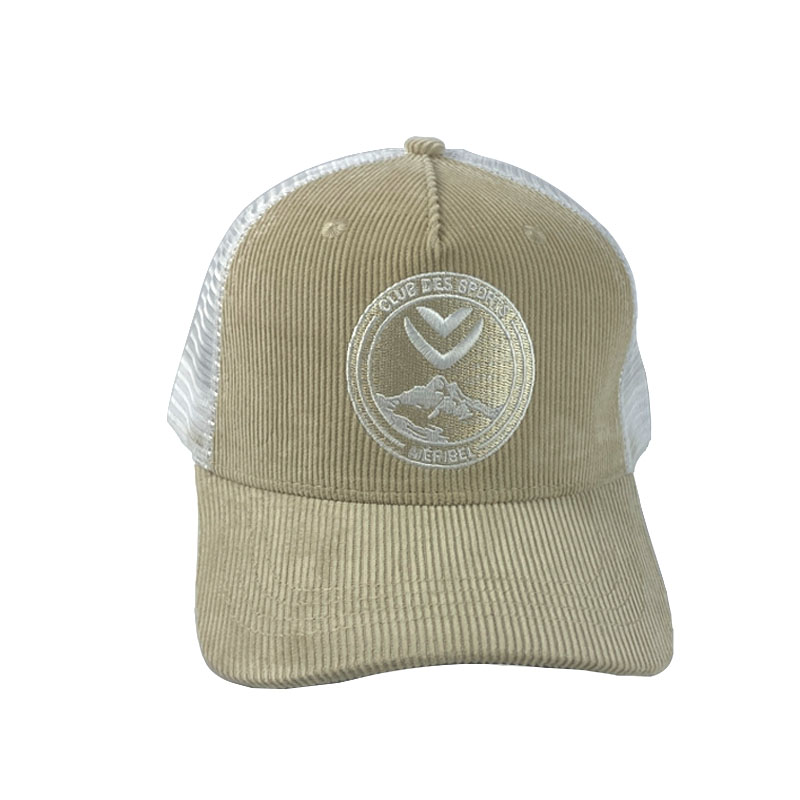 Factory Custom Embroidery Logo Trucker Cap Wholesale 5 Panel Corduroy Baseball Hat Unisex Fashion Mesh Hats