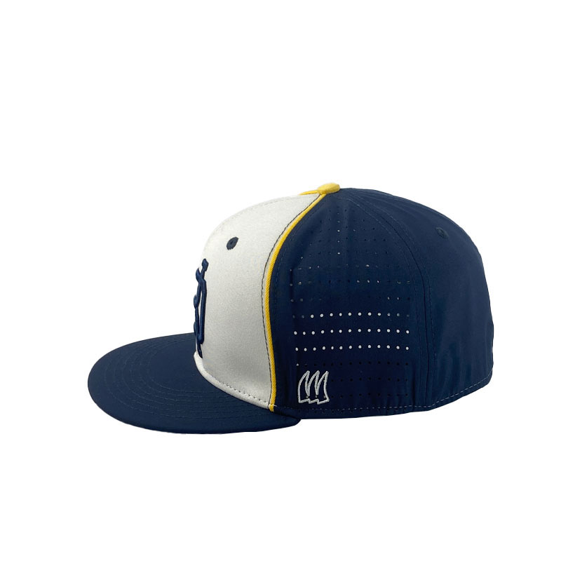 High Quality Fashion Embroidery Two Color Snapback Cap Custom Laser Cut Hole Flexible Fitted Hat Waterproof Breathable 6 Panel Hats