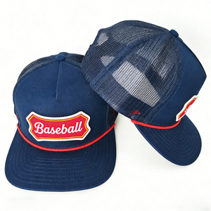 High Quality Cotton And Polyester Trucker Cap Custom 5 Panel Embroidery Patch Rope Flat Brim Snapback Hat for Summer Fishing
