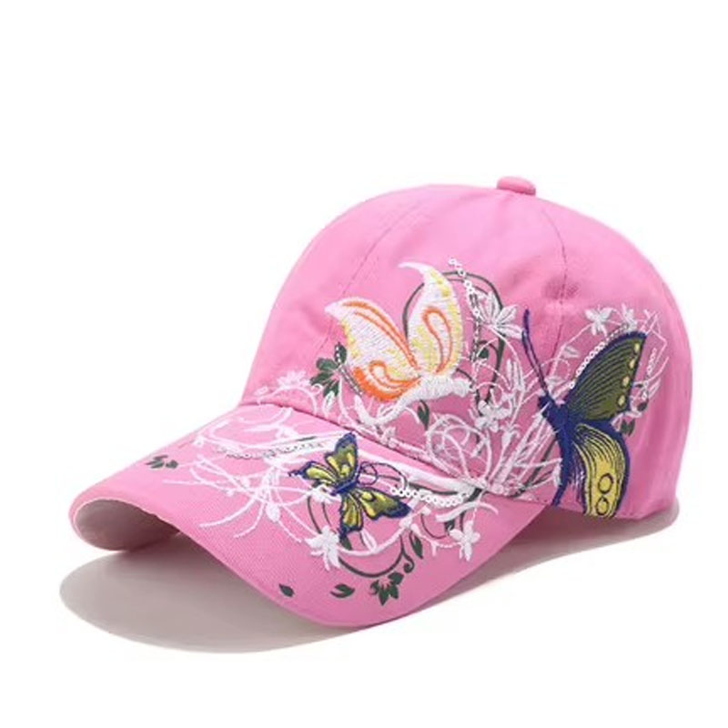  Custom Embroidered Butterfly Baseball Cap Wholesale Summer Woman Trend Sports Hat Caps 