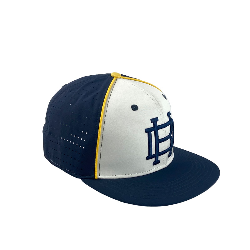 High Quality Fashion Embroidery Two Color Snapback Cap Custom Laser Cut Hole Flexible Fitted Hat Waterproof Breathable 6 Panel Hats