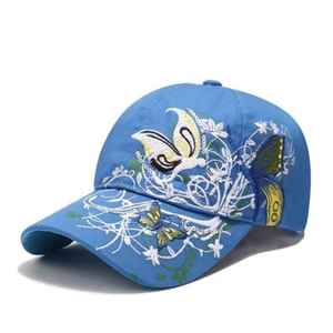  Custom Embroidered Butterfly Baseball Cap Wholesale Summer Woman Trend Sports Hat Caps 