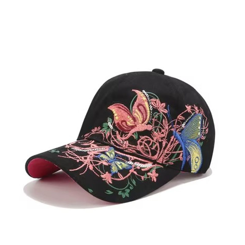  Custom Embroidered Butterfly Baseball Cap Wholesale Summer Woman Trend Sports Hat Caps 