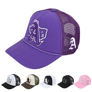 Factory Wholesale Embroidery Rope Mesh Trucker Cap Custom Pink 5 Panel Summer Fashion Sports Baseball Caps