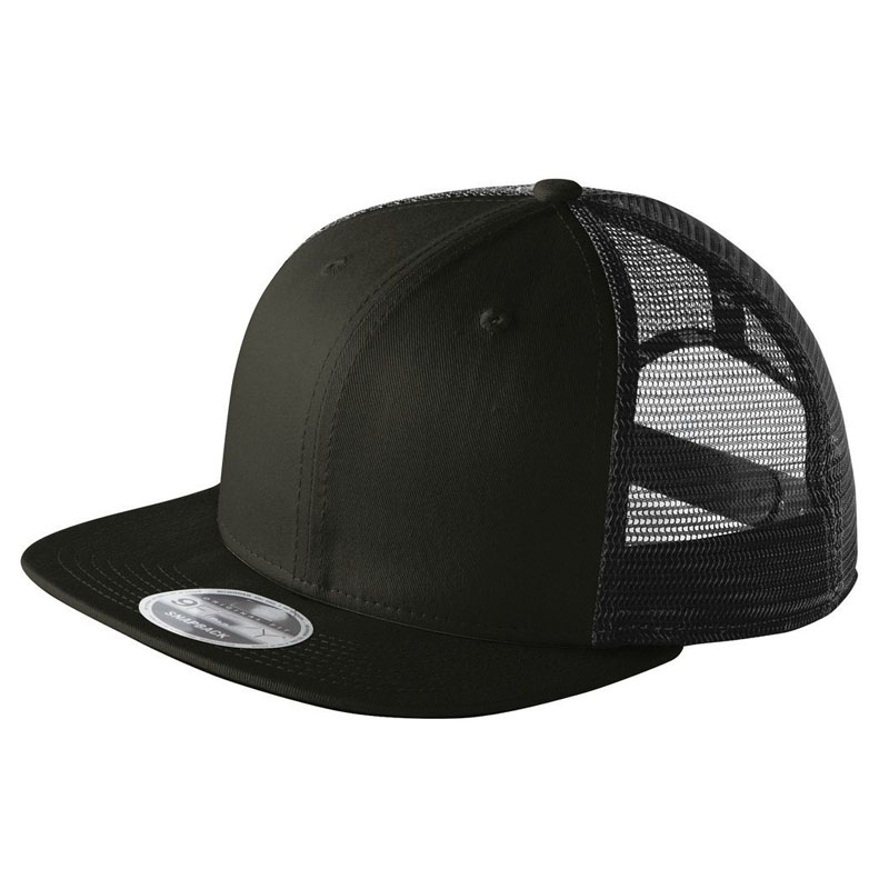 Promotional New Fashion 6 Panel Mesh Trucker Cap Custom Color Blank Flat Brim Snapback Hat for Sports Hiking