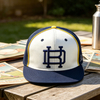 High Quality Fashion Embroidery Two Color Snapback Cap Custom Laser Cut Hole Flexible Fitted Hat Waterproof Breathable 6 Panel Hats
