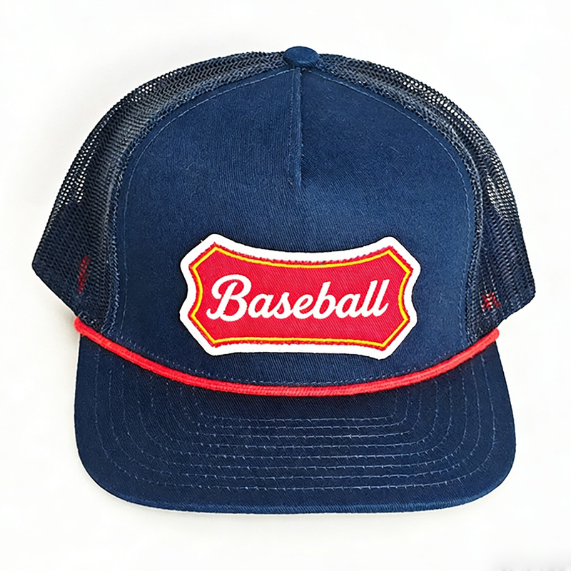 High Quality Cotton And Polyester Trucker Cap Custom 5 Panel Embroidery Patch Rope Flat Brim Snapback Hat for Summer Fishing