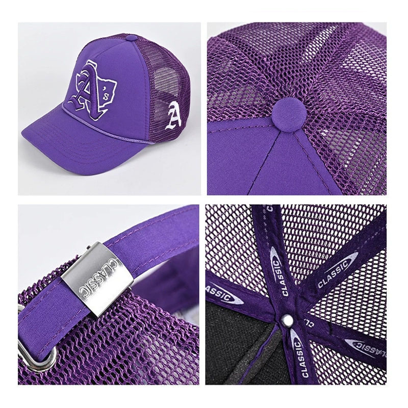 Factory Wholesale Embroidery Rope Mesh Trucker Cap Custom Pink 5 Panel Summer Fashion Sports Baseball Caps