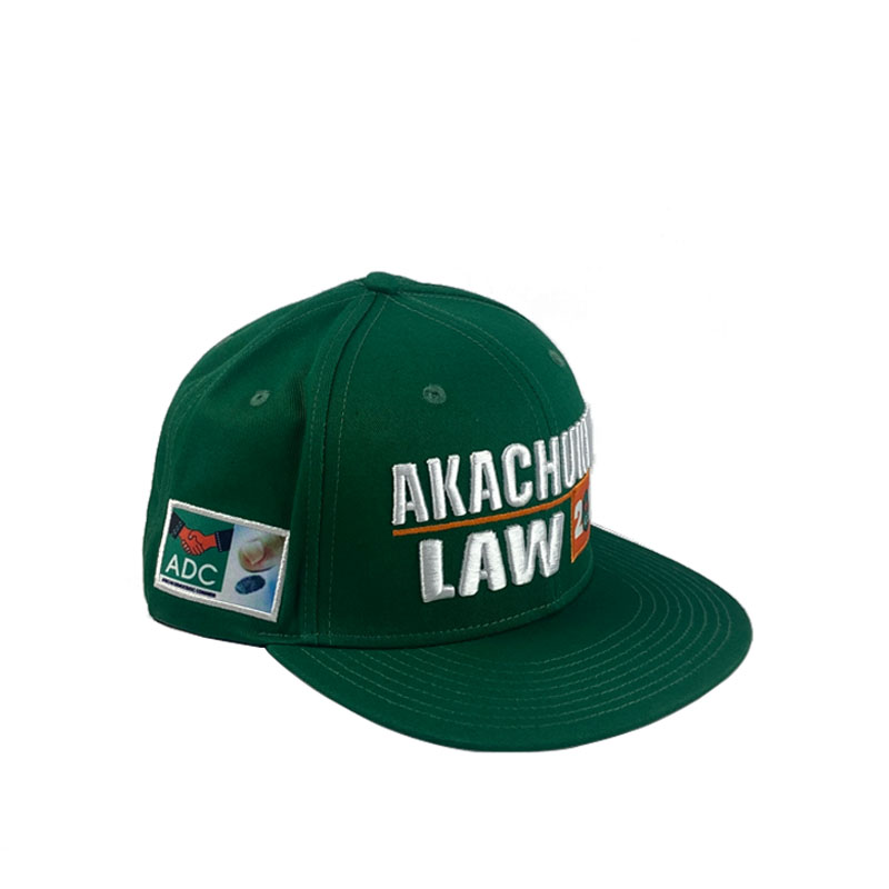 Custom Embroidery Patch Green 6 Panel Snapback Cap Fashion Hip Hop Flat Brim Hat Summer Waterproof Caps