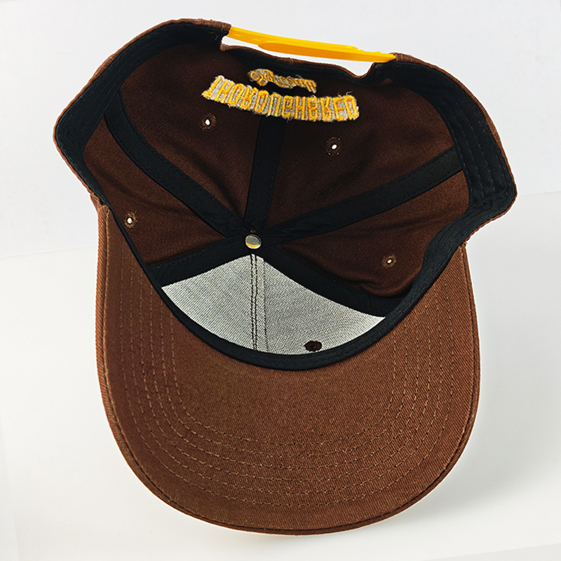 Manufacturer Brown 5 Panel Baseball Cap Custom Logo Embroidered Unisex Snapback Caps Promotion Outdoor Travel Hat