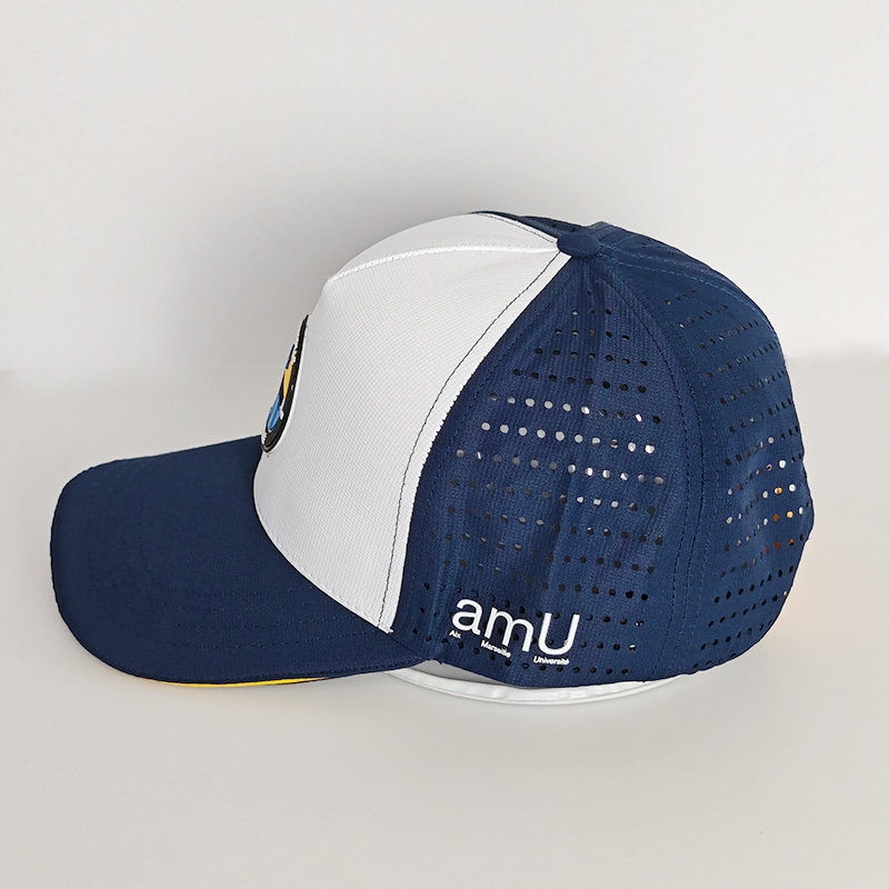 Custom Rubber Patch 5 Panel Waterproof Baseball Cap Laser Cut Hole Breathable Hat Leisure Sports Caps