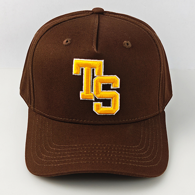 Manufacturer Brown 5 Panel Baseball Cap Custom Logo Embroidered Unisex Snapback Caps Promotion Outdoor Travel Hat