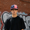 Fashion Stripe Star Contrast Color Snapback Cap Custom Logo Black Acrylic Flat Brim Baseball Hat