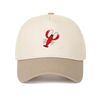 Custom Lobster Embroidery Fashion Leisure Baseball Cap Two Color Vintage Cotton 5 Panel Hat