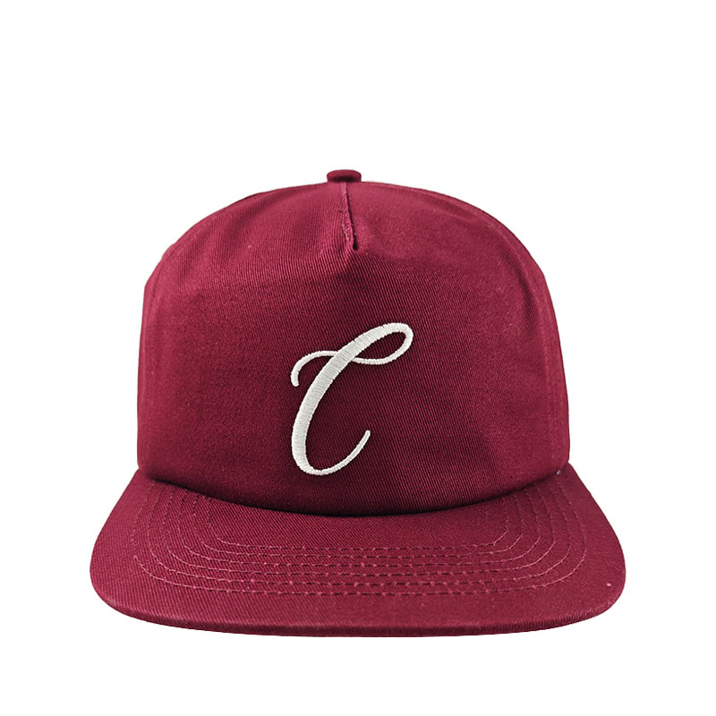 OEM Wholesale Unstructured 5 Panel Snapback Cap Custom Embroidery Plain Flat Brim Hat
