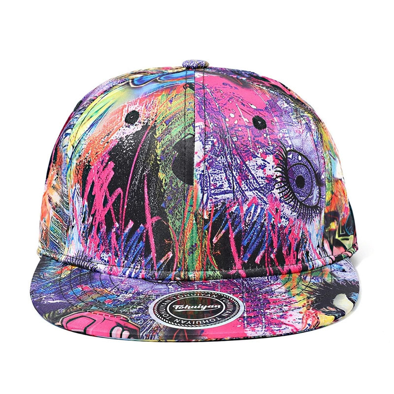 Wholesale Doodle-Printed Stylish Hip-Hop Snapback Cap Custom Trend Street Sport Flat Brim Hat