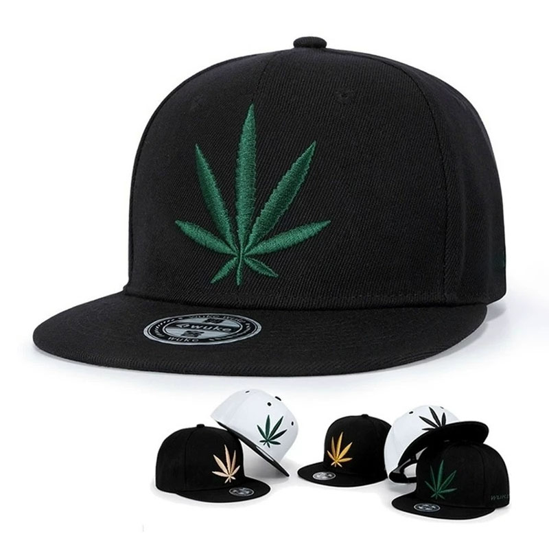 Custom 3D Embroidered Plant Leisure Snapback Cap Trendy Hip Hop Sports Flat Brim Hat Cap