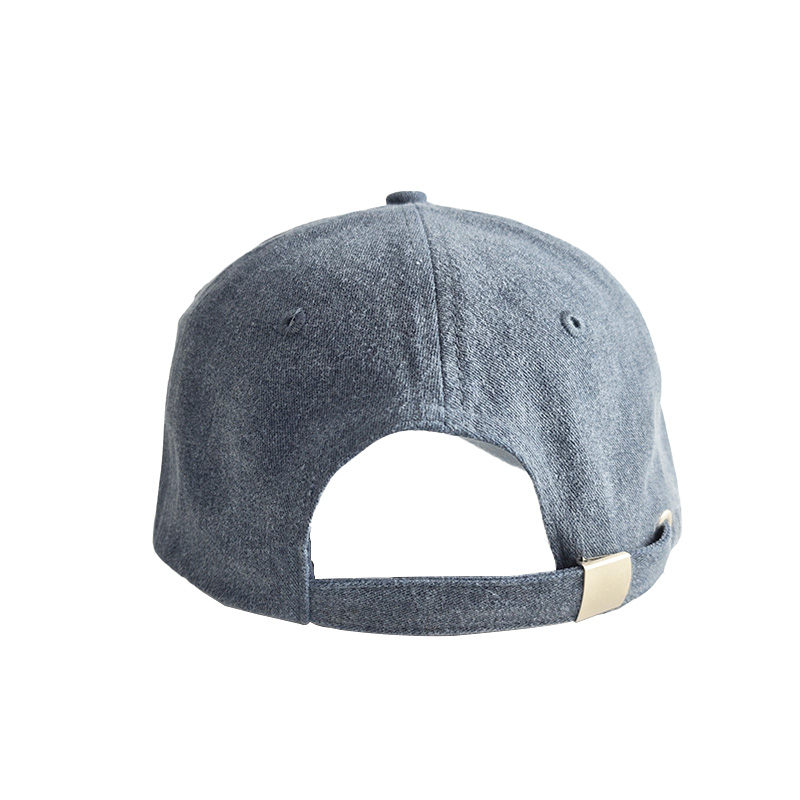 Custom High Quality 6 Panel Wash Denim Baseball Cap Soft Breathable Adjustable Curved Snapback Hat