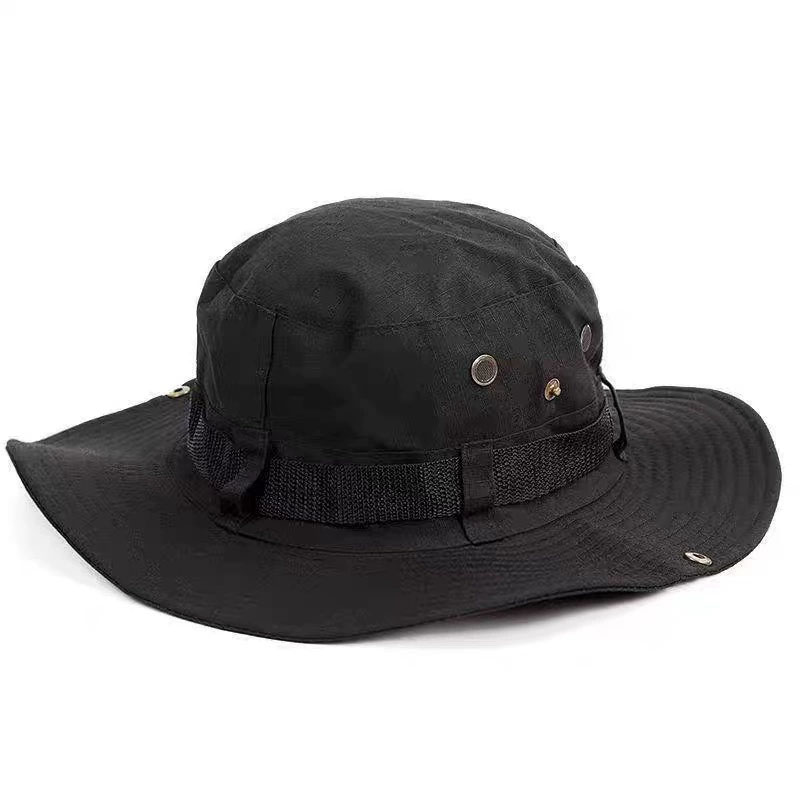 Black Cotton Twill Washed Bucket Hat Custom Contrast Color Outdoor Summer Mountaineering Fishing Hats