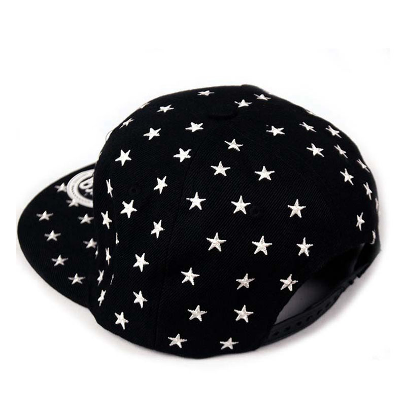 Wholesale Custom Wool 6 Panel Snapback Hat Star Embroidery Fashion Hip Hop Sun Cap