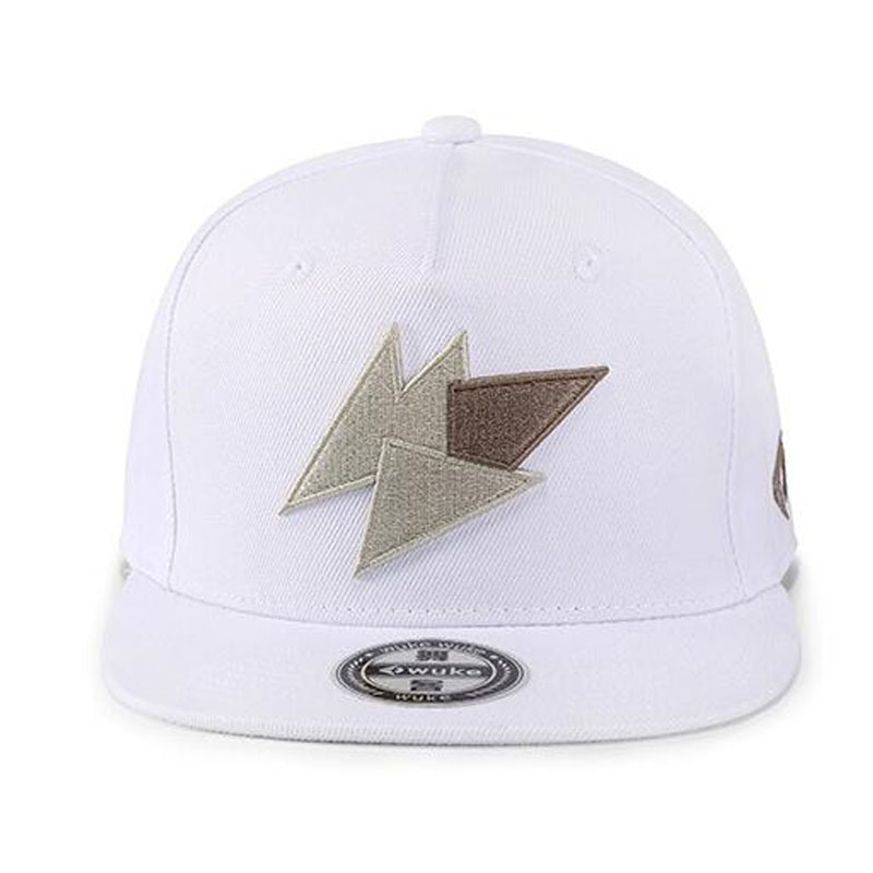Custom Embroidery White 5 Panel Snapback Cap Simple Casual Travel Acrylic Flat Brim Baseball Hat