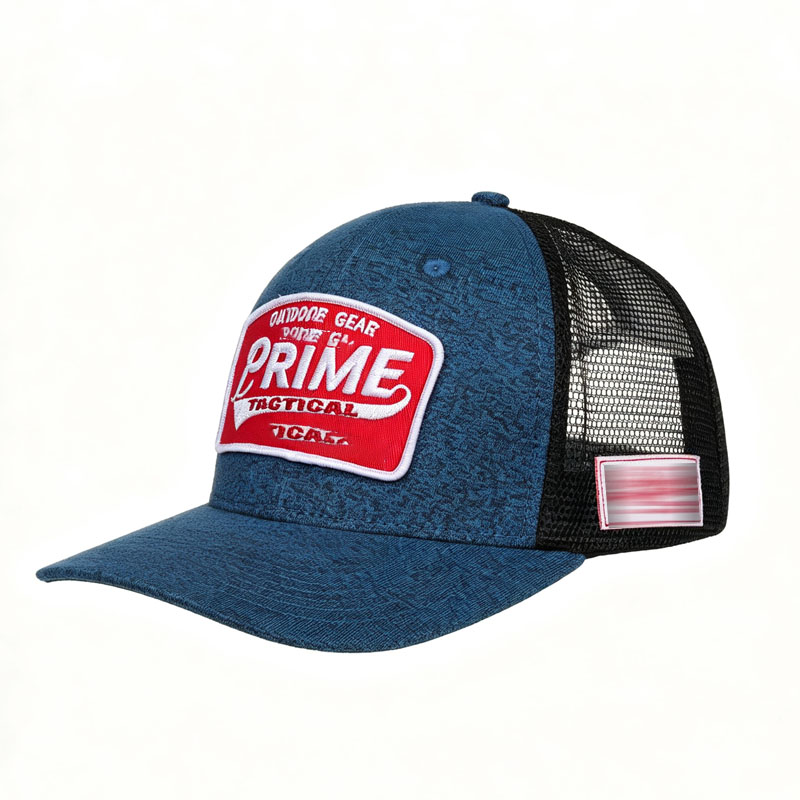 New Customized Blue Texture Mesh Trucker Cap Embroidery Patch Summer Outdoor Baseball Hat