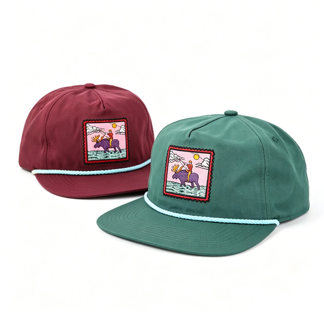 Custom Embroidery Patch Rope 5 Panel Snapback Cap High Quality Retro Baseball Hat for Streetwear