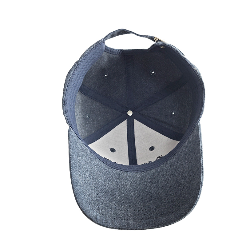 Custom High Quality 6 Panel Wash Denim Baseball Cap Soft Breathable Adjustable Curved Snapback Hat