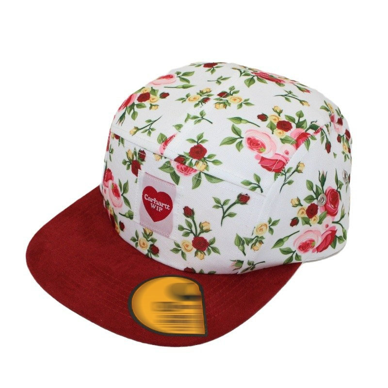 Custom Fashion Floral Patterns Snapback Cap New Leather Patch Women Lovely Hat