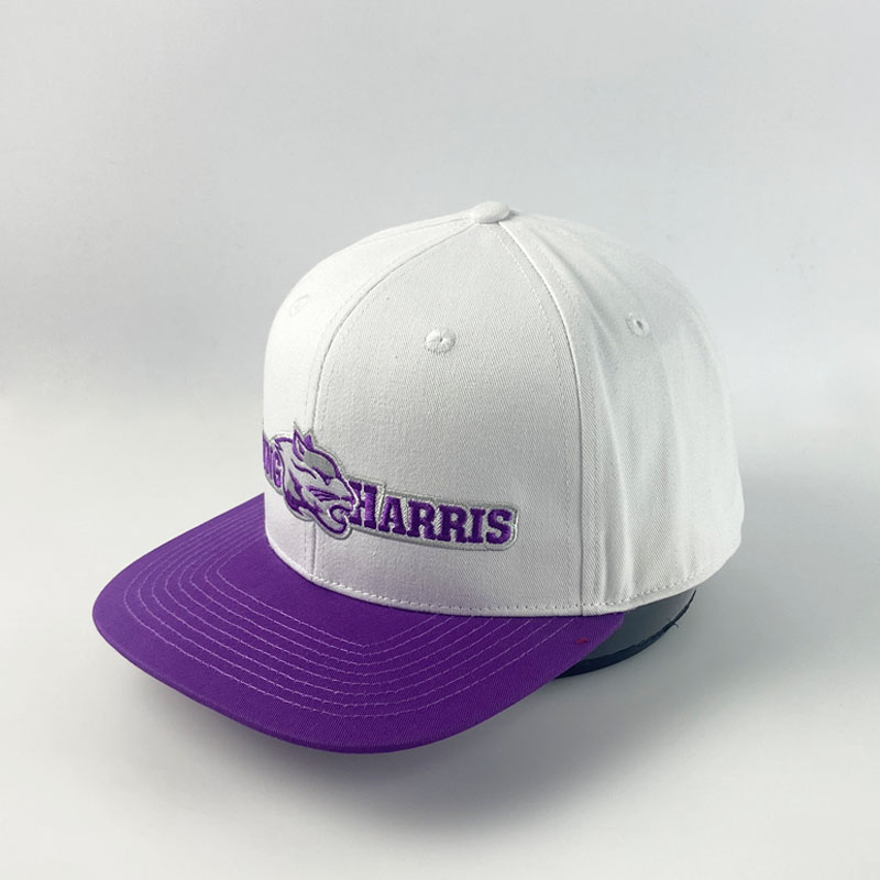 Custom Fashion Embroidery Contrast Color Snapback Cap Unstructured Soft Golf Flat Brim Hat