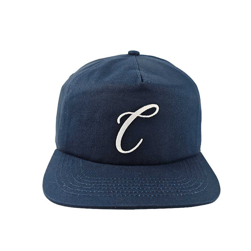 Custom Embroidery 5 Panel Unstructured Snapback Cap Soft Breathable Sport Flat Bill Hat