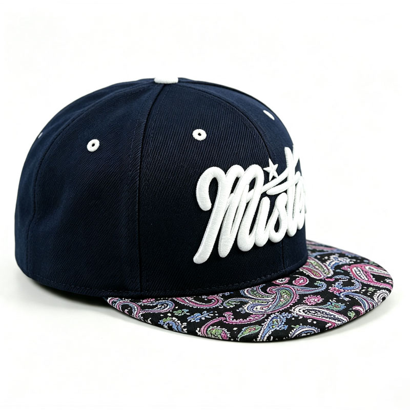Custom Embroidered Printing 6 Panel Snapback Hat Vintage Hip-Hop Street Sport Flat Brim Baseball Hat