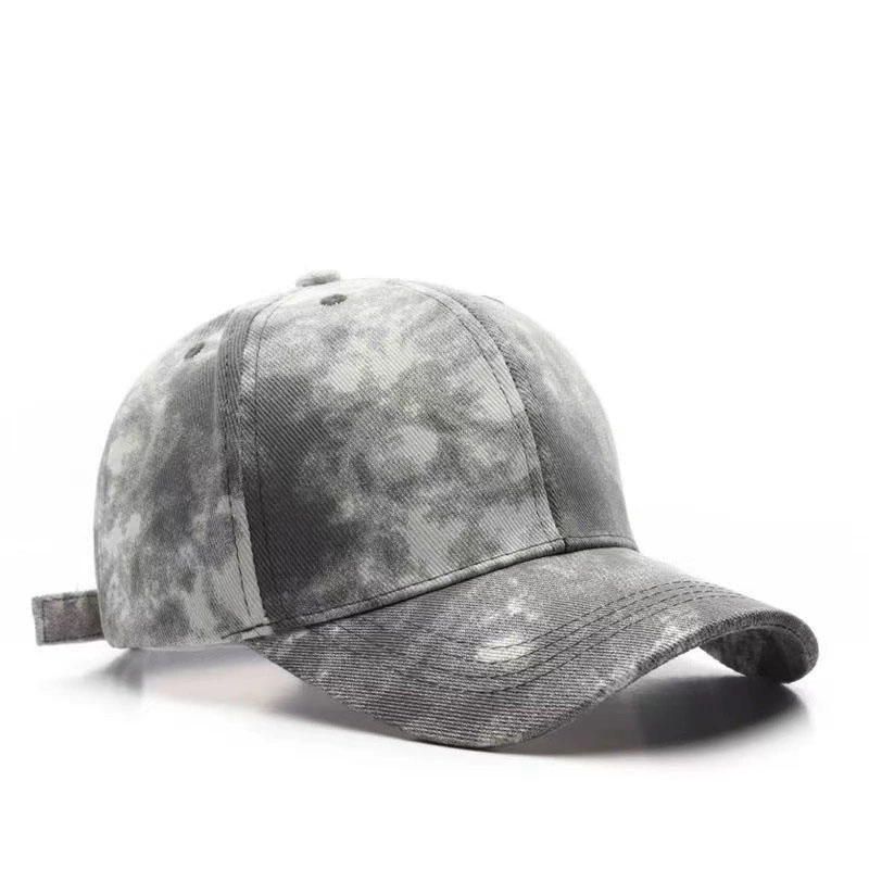 Wholesale New Tie Dye Cotton Baseball Cap Custom Pink Graffiti Fashion Hip Hop Sunscreen Hat