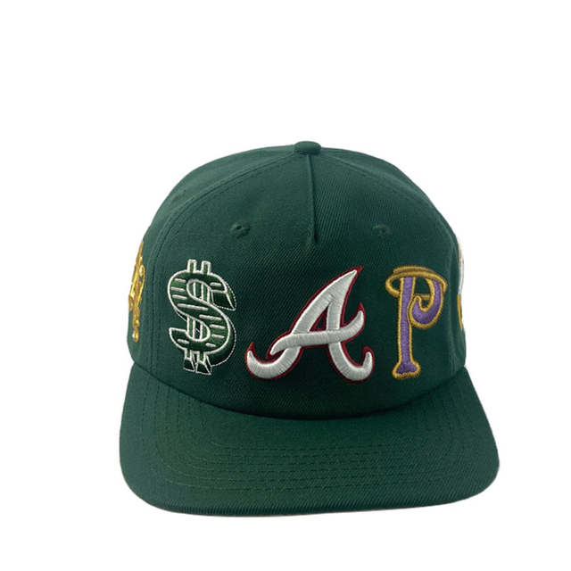 Factory Price Green 5 Panel Unstructured Snapback Cap Custom Embroidery Fashion Fitted Flat Brim Hat