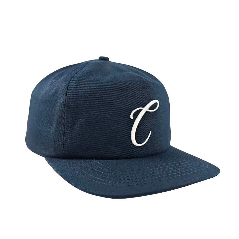 Custom Embroidery 5 Panel Unstructured Snapback Cap Soft Breathable Sport Flat Bill Hat