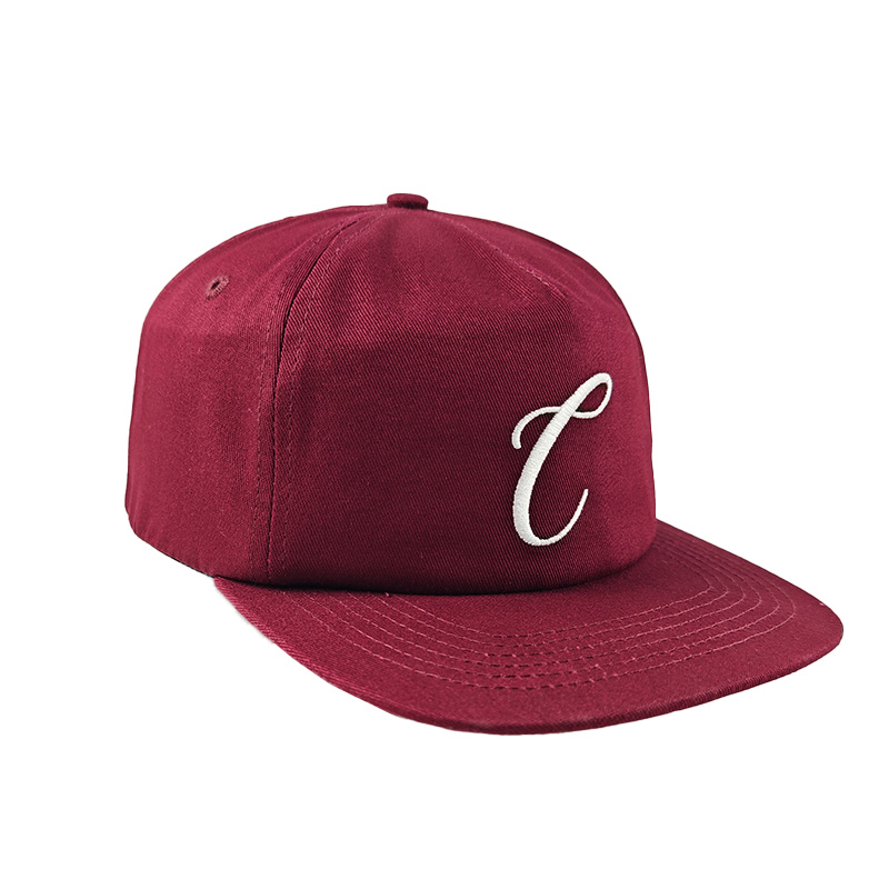 OEM Wholesale Unstructured 5 Panel Snapback Cap Custom Embroidery Plain Flat Brim Hat