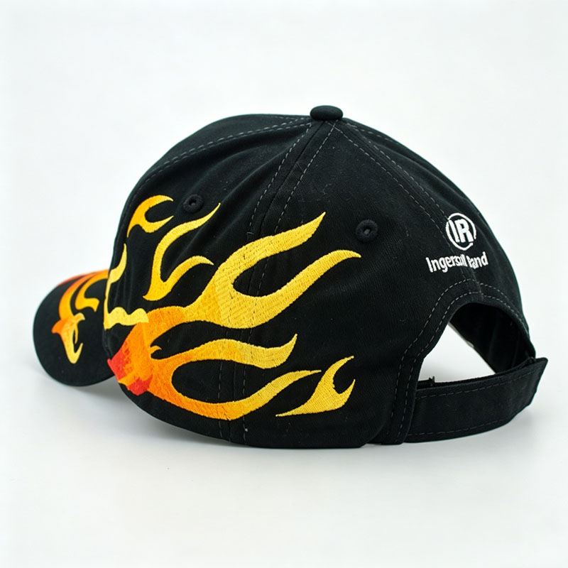 High Quality New Fashion 6 Panel Baseball Cap Custom Fire Embroidery Outdoor Racing Hat