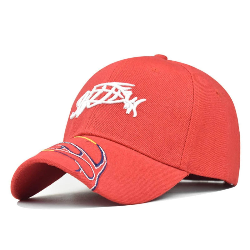 Stylish Custom Fishbone Embroidery Baseball Cap Men Outdoor Fishing Sun Hat