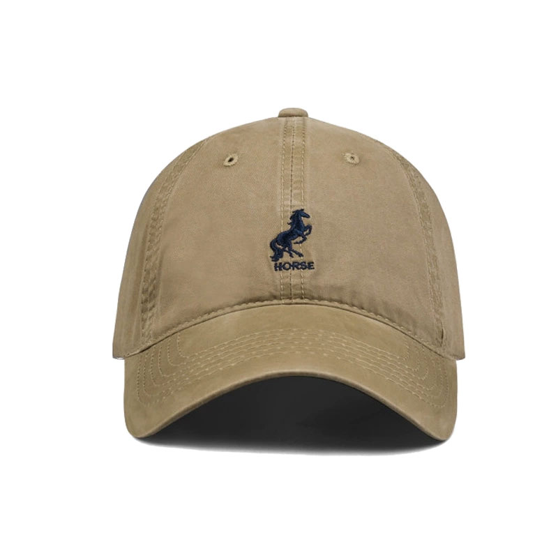 China Custom Embroidery Animal Khaki Baseball Cap Fashion Leisure Sport Simple Hat with Sandwich