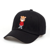 Custom Embroidery Bear Logo Organic Cotton New Dad Hat Black Lovely Leisure Sport Baseball Cap