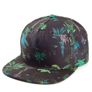 Custom Printed Plant Pattern Polyester Snapback Cap Fashion Hip Hop Summer Flat Brim Hat