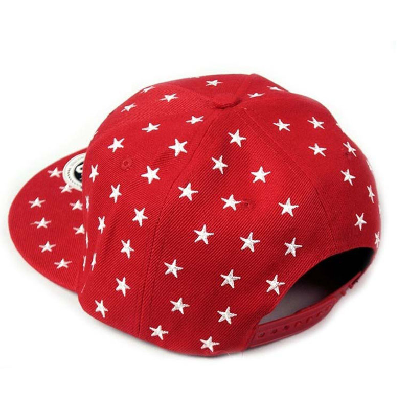 Wholesale Custom Wool 6 Panel Snapback Hat Star Embroidery Fashion Hip Hop Sun Cap