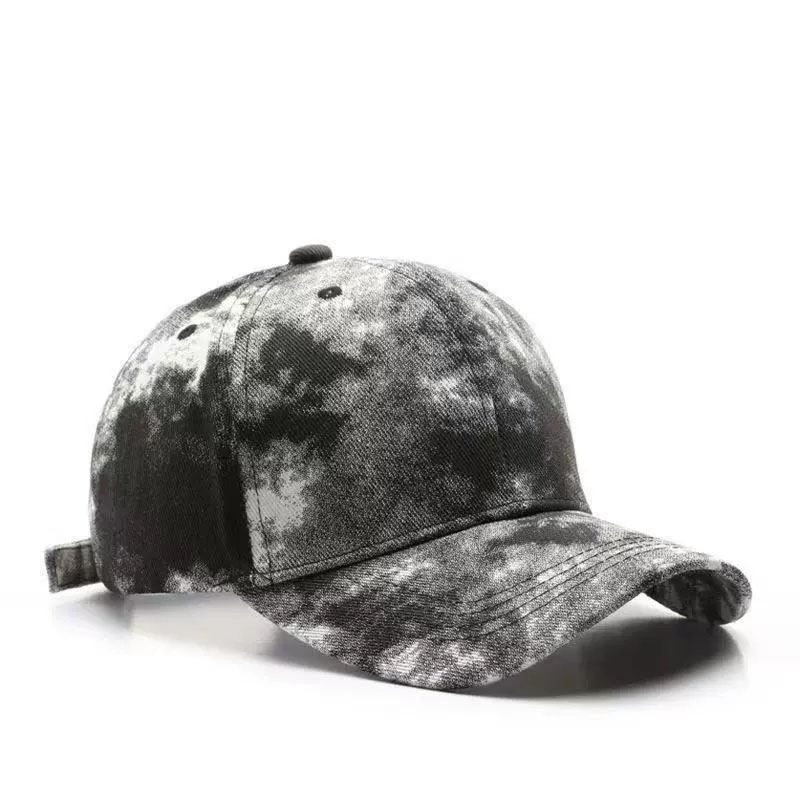 Wholesale New Tie Dye Cotton Baseball Cap Custom Pink Graffiti Fashion Hip Hop Sunscreen Hat