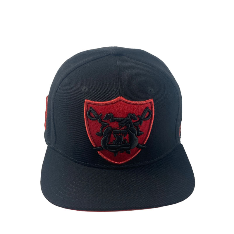 High Quality Black Embroidery Snapback Cap Custom Logo Fashion Trend Hip Hop Hat