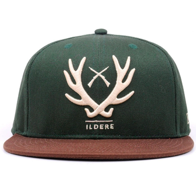Custom Green Embroidery Simple Fashion Snapback Hat Contrast Design Outdoor Camp Baseball Cap