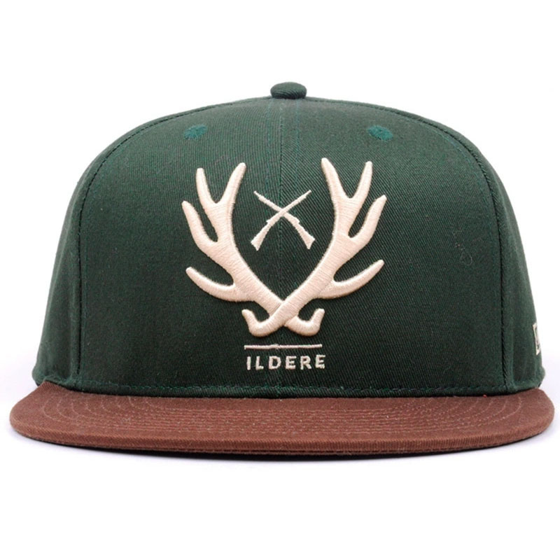 Custom Green Embroidery Simple Fashion Snapback Hat Contrast Design Outdoor Camp Baseball Cap
