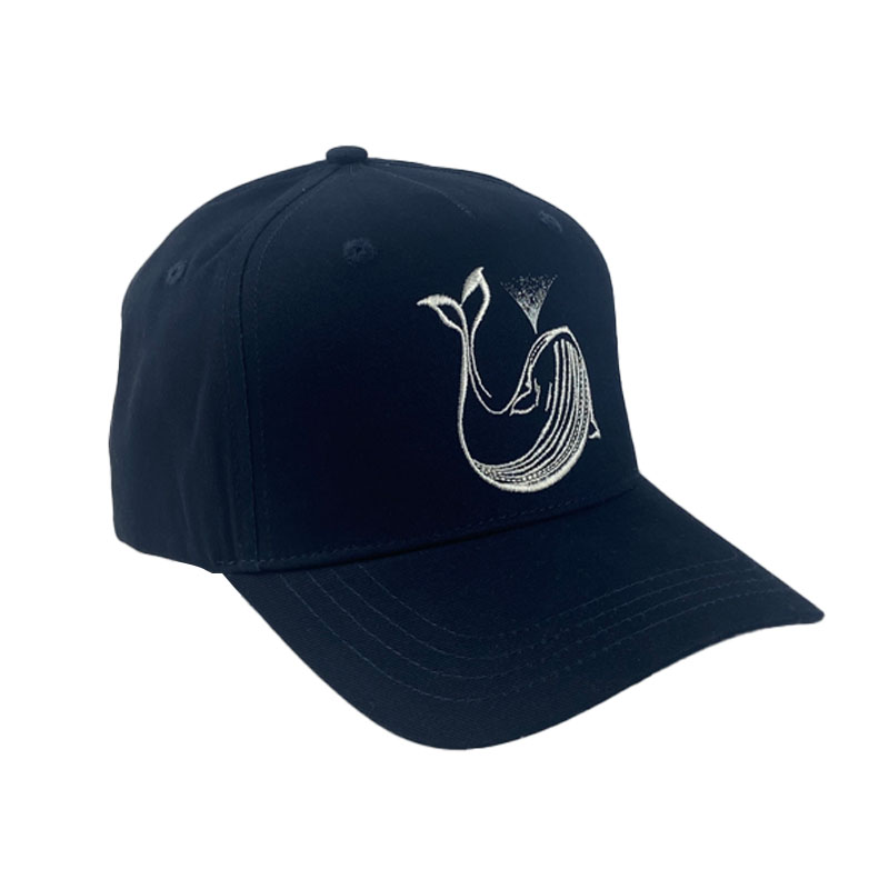 Custom Blue 5 Panel Whale Embroidery Baseball Cap Trend Fun Unisex Adjustable Curve Brim Caps